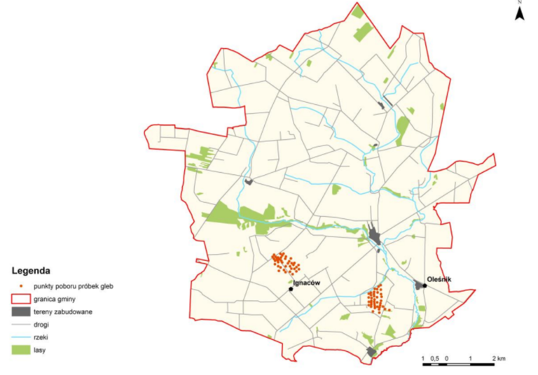 Mapa punktów poboru próbek (źródło: Łukasiewicz – ILOT)